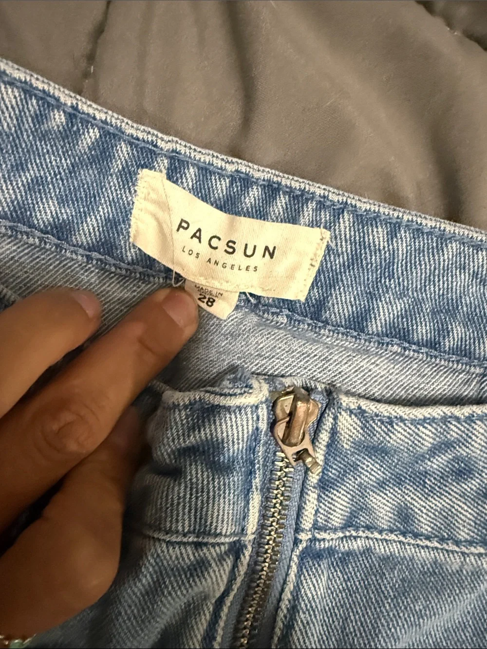 PacSun Two-Tone Blue Denim Mini Skirt with Front Zip